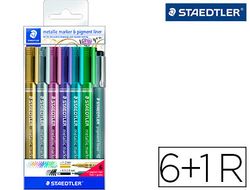 Rotulador staedtler metalico 8323 blister de 6 unidades colores surtidos + 1 rotulador calibrado 308 c2-9