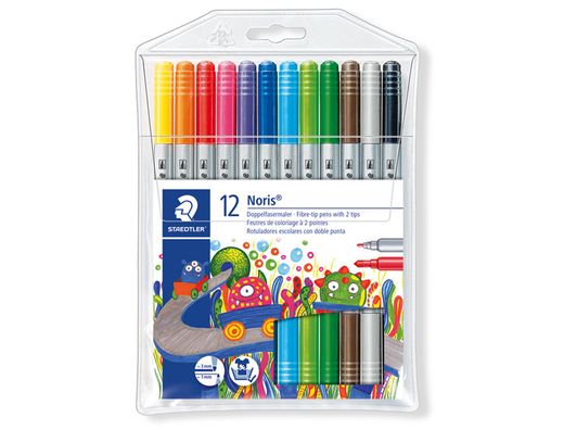 Rotulador Staedtler Noris Club Doble Punta Caja de 12 Colores Surtidos