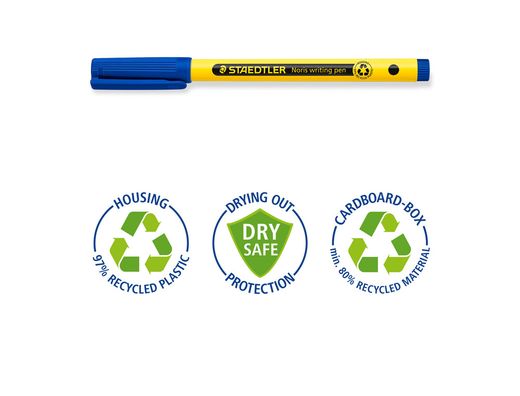 Rotulador staedtler noris writing pen 307 tinta base de agua punta fina trazo 0,6 mm azul