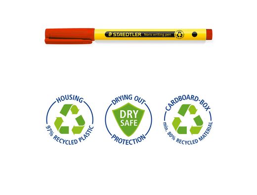 Rotulador staedtler noris writing pen 307 tinta base de agua punta fina trazo 0,6 mm rojo