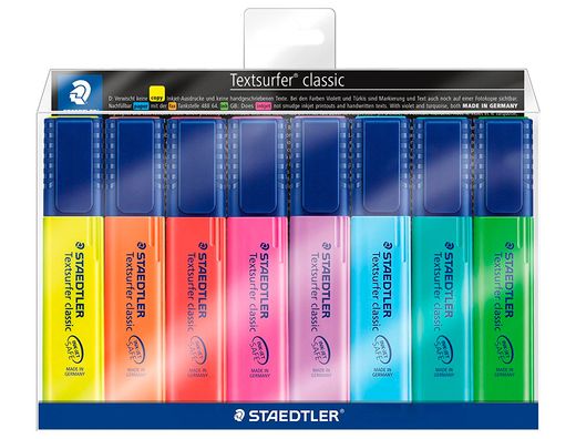 Rotulador staedtler textsurfer 364 fluorescente bolsa de 6 unidades colores surtidos + 2 regalo