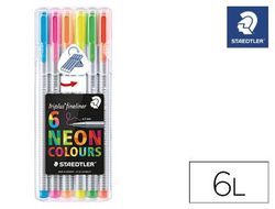 Rotulador staedtler triplus neon colours estuche de 6 unidades colores surtidos