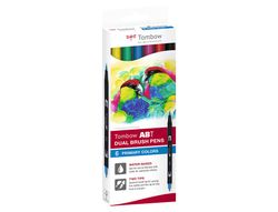 Rotulador tombow acuarelable doble punta fina/pincel colores primarios caja de 6 unidades colores surtidos