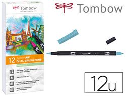 Rotulador tombow acuarelable doble punta pincel colores pastel estuche de 12 unidades colores surtidos