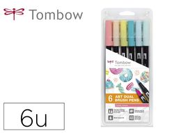 Rotulador tombow dual brush doble punta pincel gama de grises estuche de 6 unidades