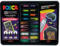 Rotulador uni posca groovy colours marcador de pintura punta conica maletin metalico de 20 unidades colores