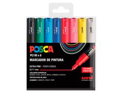Rotulador uni posca pc-1m/8c marcador de pintura punta conica 0,7-1 mm estuche de 8 unidades colores basicos