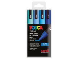 Rotulador uni posca pc-5m/4c estuche de 4 unidades colores azules surtidos