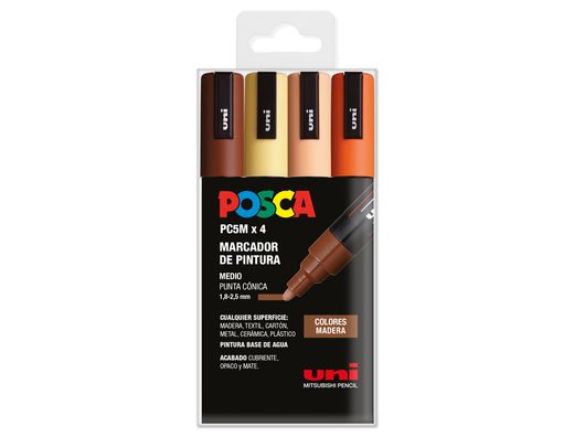 Rotulador uni posca pc-5m/4c estuche de 4 unidades colores madera surtidos