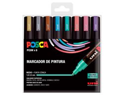 Rotulador uni posca pc-5m/8c estuche de 8 unidades colores metalicos surtidos