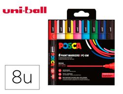 Rotulador uni posca pc-5m/8c marcador de pintura punta conica 1,8-2,5 mm estuche de 8 unidades colores basicos