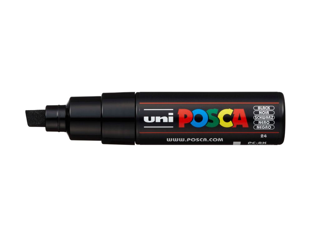 Rotulador uni posca pc-8k marcador de pintura punta biselada 8 mm negro