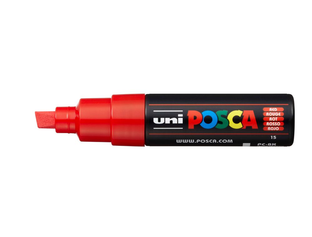 Rotulador uni posca pc-8k marcador de pintura punta biselada 8 mm rojo
