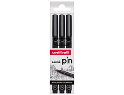 Rotulador uniball pin calibrado micrometrico color negro blister de 3 unidades