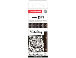 Rotulador uniball pin sketching color negro blister de 5 unidades