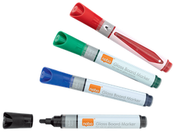 Rotuladores NOBO pizarra CRISTAL, colores surtidos (pack de 4 unidades)