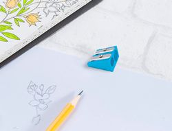 Sacapuntas liderpapel metalico cuña 2 usos color azul