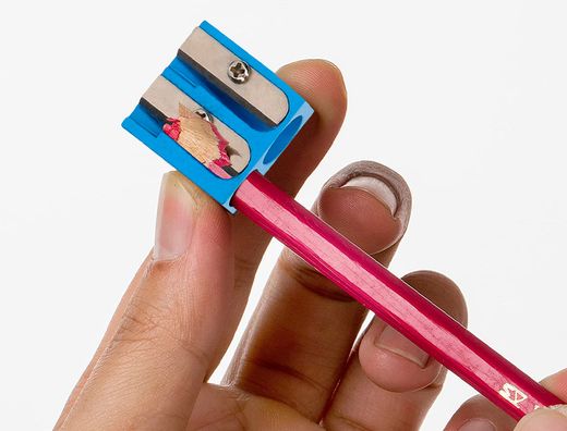 Sacapuntas liderpapel metalico cuña 2 usos color azul