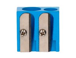 Sacapuntas liderpapel metalico cuña 2 usos color azul