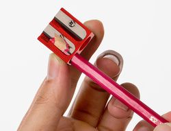 Sacapuntas liderpapel metalico cuña 2 usos color rojo