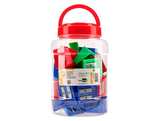 Sacapuntas liderpapel plastico 2 usos colores surtidos