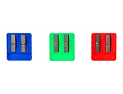 Sacapuntas liderpapel plastico 2 usos colores surtidos