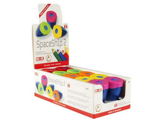 Sacapuntas Mor Plastico Jumbo Un Uso con Deposito y Tapa de Segurdad Colores Surtidos