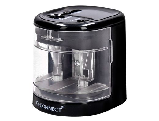 Sacapuntas q-connect kf14568 electrico de sobremesa cable usb/4 pilas aa afila cuchilla diametros de 6 a 12mm dos usos
