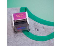 Sello avery especial tejidos personalizable 3 lineas 288 caracteres con pinza y tira termoadhesiva lavable negro