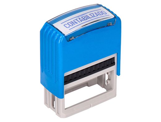 Sello entintado automatico q-connect contabilizado almohadilla 14x38 mm color azul