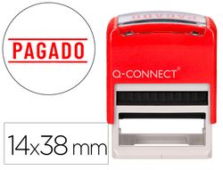 Sello entintado automatico q-connect pagado almohadilla 14x38 mm color rojo