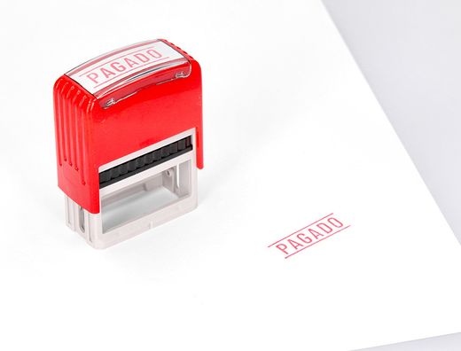 Sello entintado automatico q-connect pagado almohadilla 14x38 mm color rojo