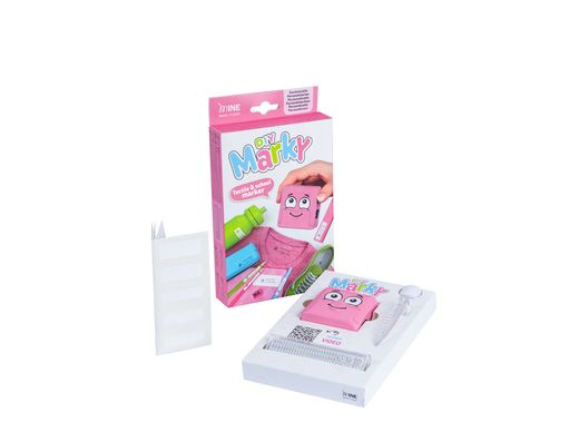 Sello marcador de ropa marky infantil rosa incluye tinta kit de etiquetas y cinta termoadhesiva