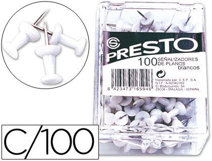 Señalizador de Planos Presto Blanco -Caja de 100 Unidades