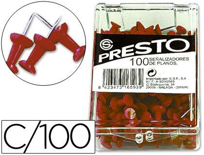 Señalizador de Planos Presto Rojo -Caja de 100 Unidades