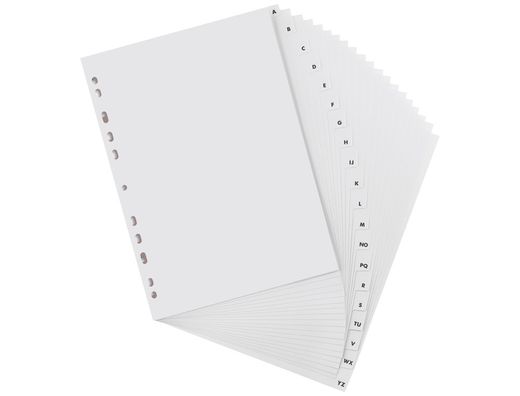 Separador alfabetico elba plastico 120 mc folio 16 taladros a-z gris