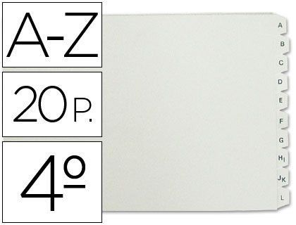 Separador Alfabetico Multifin Plastico 3003 tamaño cuartilla (apaisado)