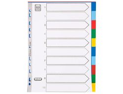 Separador elba plastico 120 mc din a4 11 taladros 10 posiciones colores surtidos