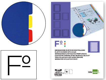Separador Liderpapel Plastico Juego de 10 Separadores Folio 16 Taladros
