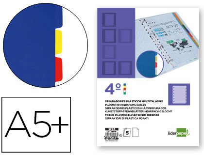 Separador Liderpapel Plastico Juego de 5 Separadores Cuarto 11 Taladros