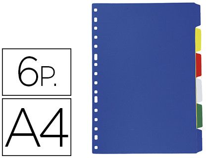 Separador liderpapel plastico juego de 6 separadores folio 16 taladros