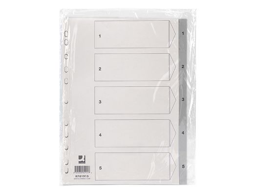 Separador numerico q-connect de plastico 1-5 (juego de 5 separadores din A4 multitaladro)
