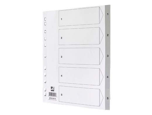 Separador numerico q-connect de plastico 1-5 (juego de 5 separadores din A4 multitaladro)