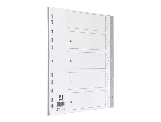 Separador numerico q-connect de plastico 1-5 (juego de 5 separadores din A4 multitaladro)