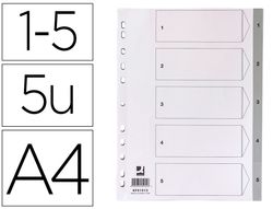Separador numerico q-connect de plastico 1-5 (juego de 5 separadores din A4 multitaladro)