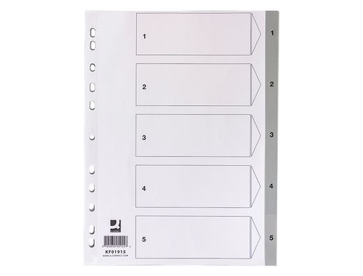 Separador numerico q-connect de plastico 1-5 (juego de 5 separadores din A4 multitaladro)