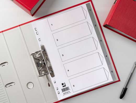 Separador numerico q-connect de plastico 1-5 (juego de 5 separadores din A4 multitaladro)