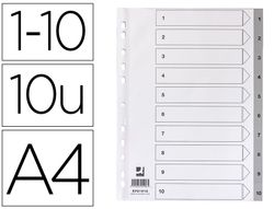 Separador numerico q-connect plastico 1-10 juego de 10 separadores din a4 multitaladro