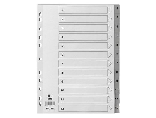 Separador numerico q-connect plastico 1-12 juego de 12 separadores din a4 multitaladro