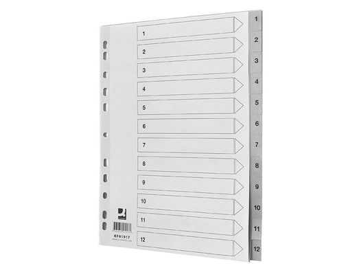 Separador numerico q-connect plastico 1-12 juego de 12 separadores din a4 multitaladro